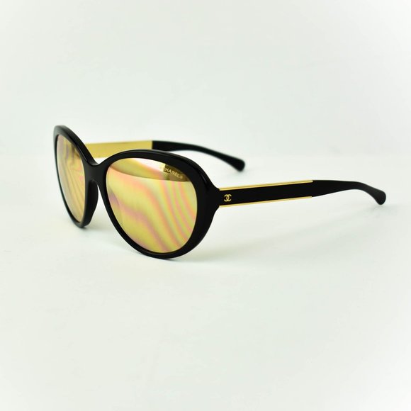 CHANEL Black/Gold CC 18k Gold Mirrored Sunglasses main image 10